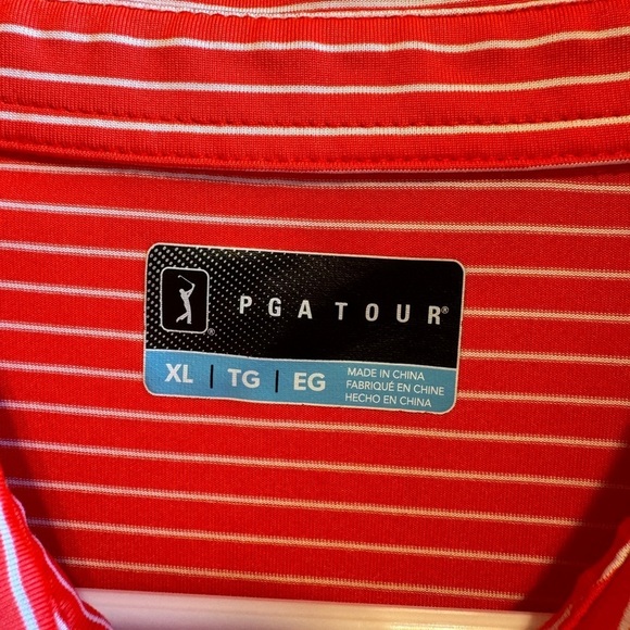 PGA Tour Orange White Striped Men’s Polo Shirt Sz XL - Picture 4 of 7